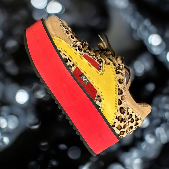 Excellent condition Buffalo London platform sneakers tower 9 red leopard 40 - Picture 5 of 11
